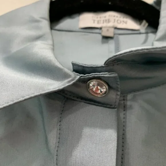 Rickie Freeman for Teri Jon Size 8 Dusty Blue Cocktail Dress - Picture 5 of 14